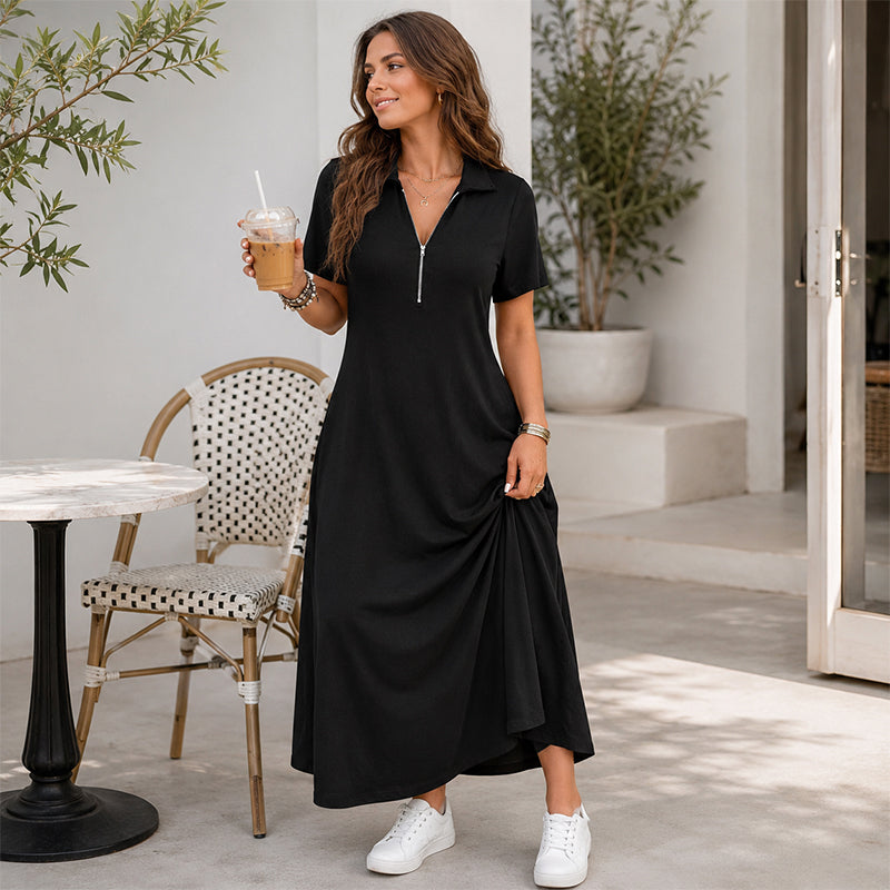 MiraVogue – Women's Casual Long Zipper Dress