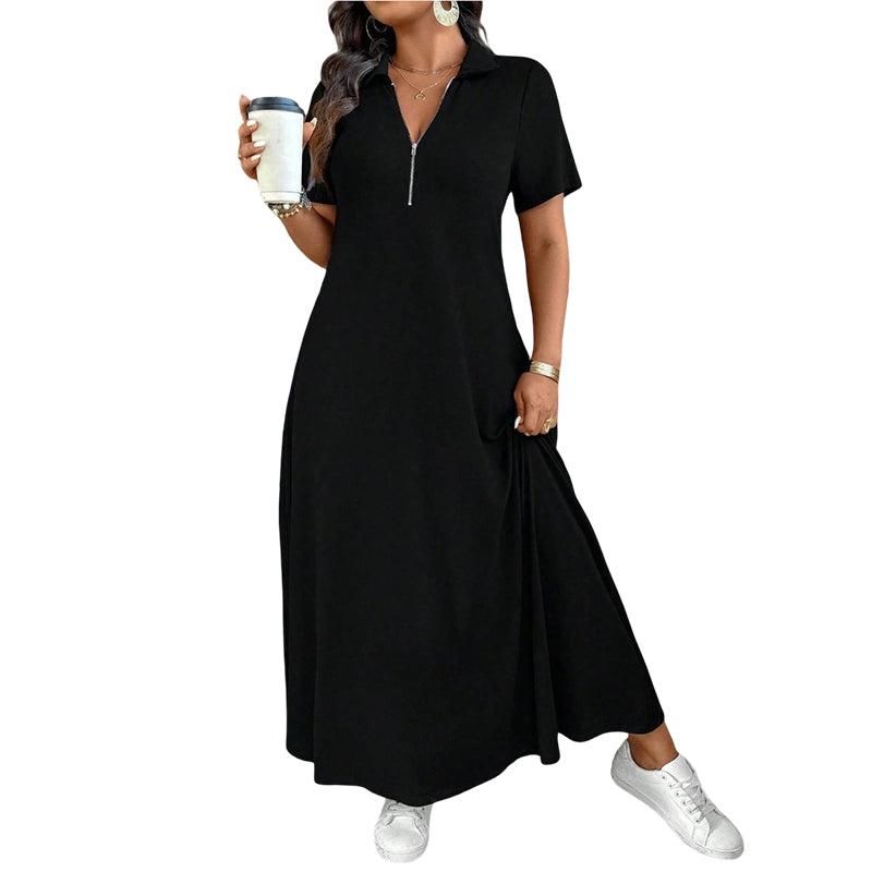 MiraVogue – Women's Casual Long Zipper Dress