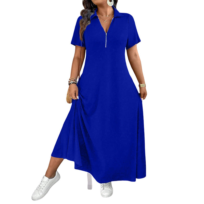 MiraVogue – Women's Casual Long Zipper Dress