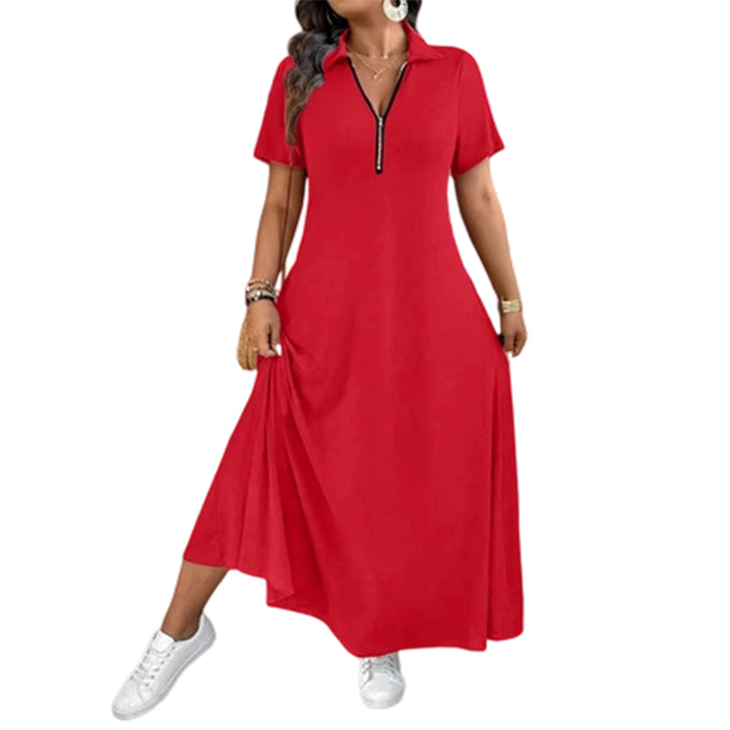 MiraVogue – Women's Casual Long Zipper Dress
