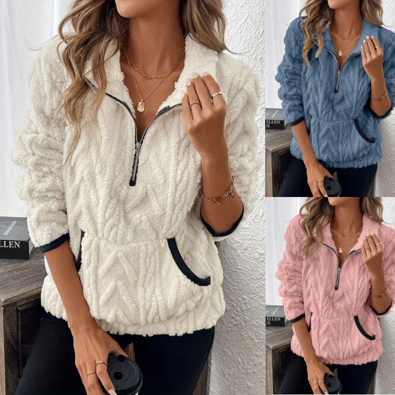 CloudHug – Ultra-Soft Fuzzy Half-Zip Pullover