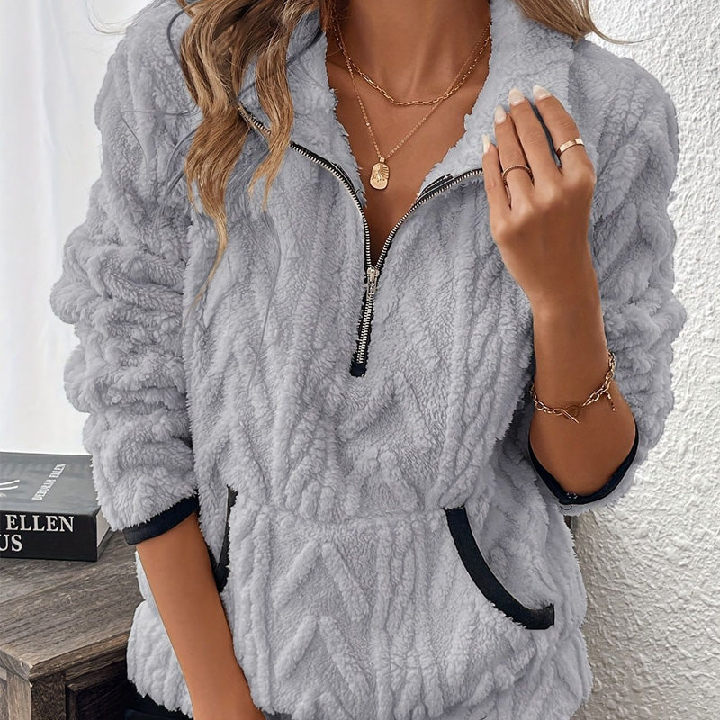 CloudHug – Ultra-Soft Fuzzy Half-Zip Pullover