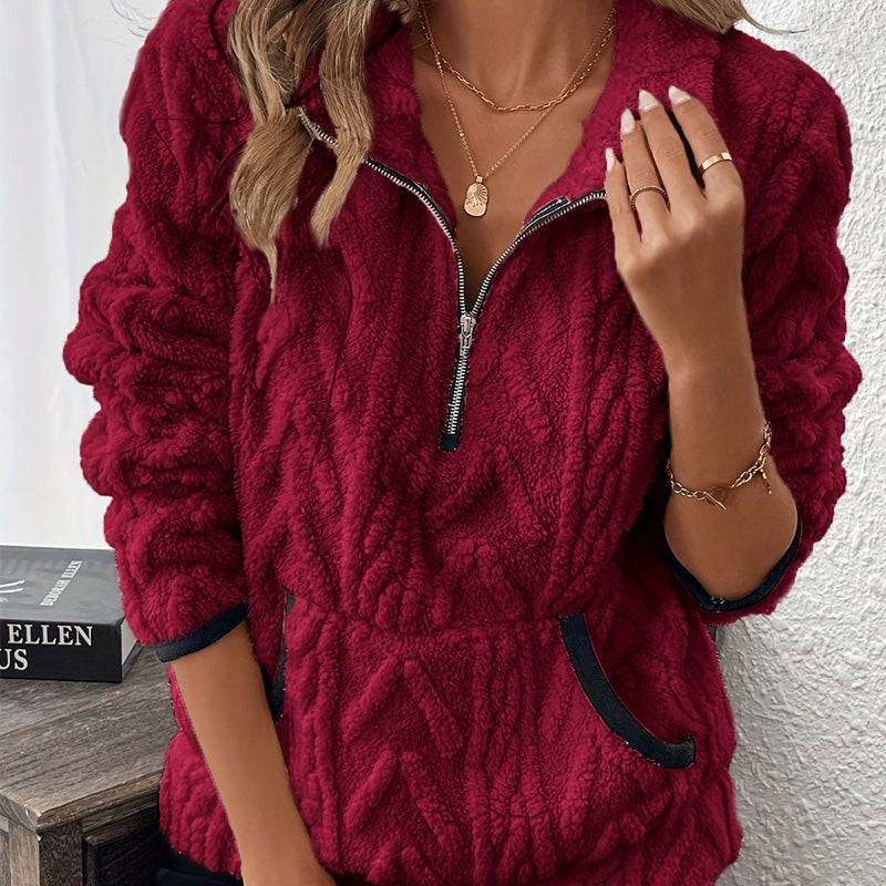 CloudHug – Ultra-Soft Fuzzy Half-Zip Pullover