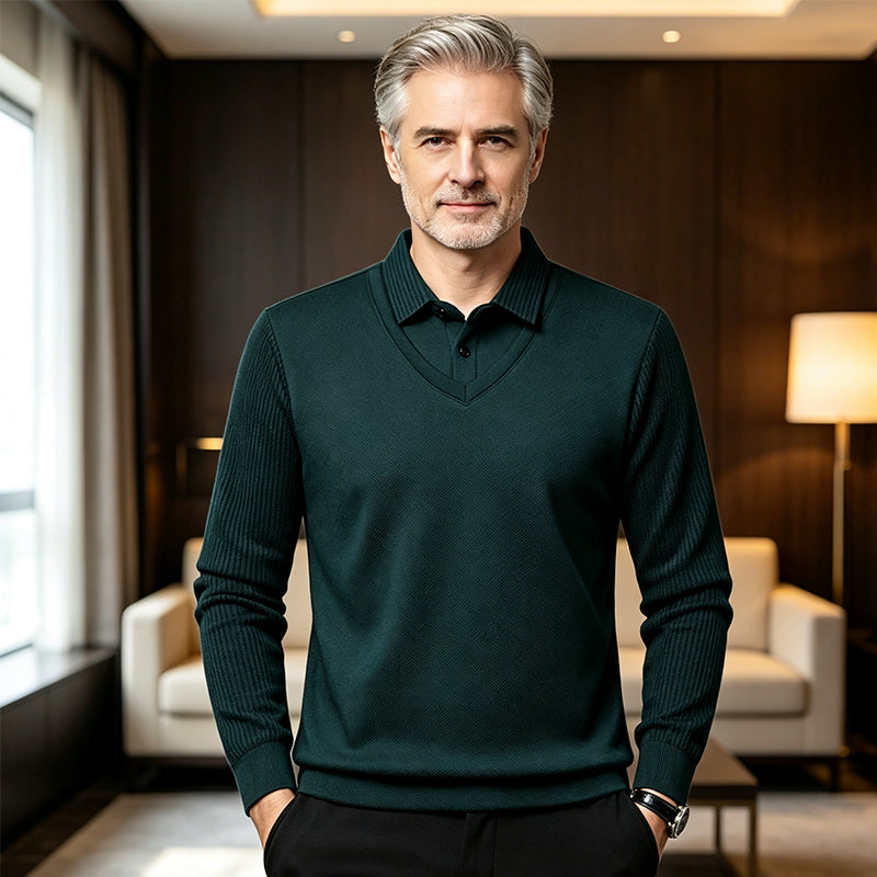 GentleForge – Men’s False Two-Piece Long Sleeve Top
