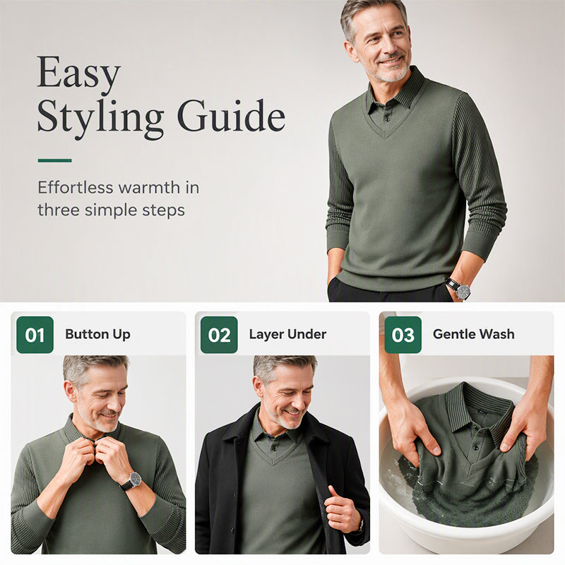 GentleForge – Men’s False Two-Piece Long Sleeve Top