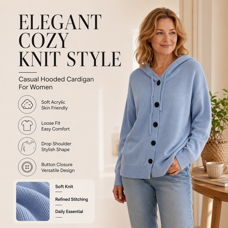 KnitCharm – Women’s Relaxed Hooded Cardigan