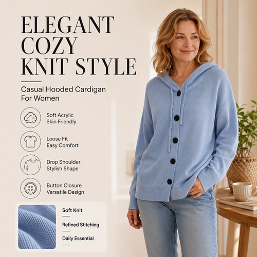 KnitCharm – Women’s Relaxed Hooded Cardigan