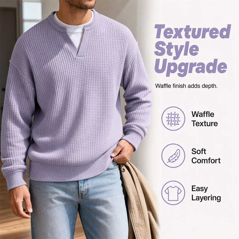 UrbanWaffle – Men’s Textured Mock-Layer Casual Top