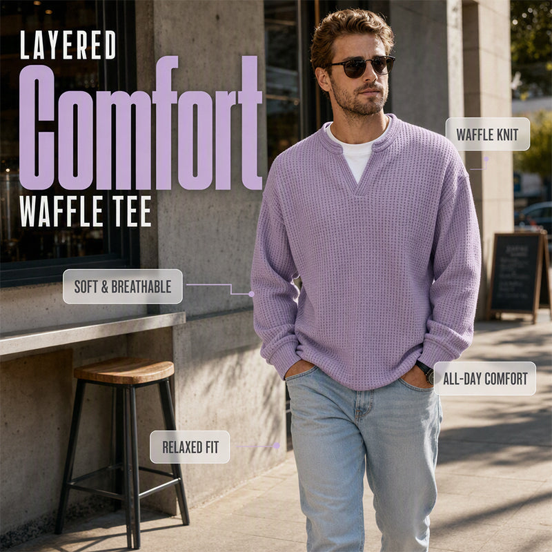 UrbanWaffle – Men’s Textured Mock-Layer Casual Top