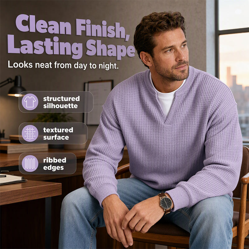 UrbanWaffle – Men’s Textured Mock-Layer Casual Top