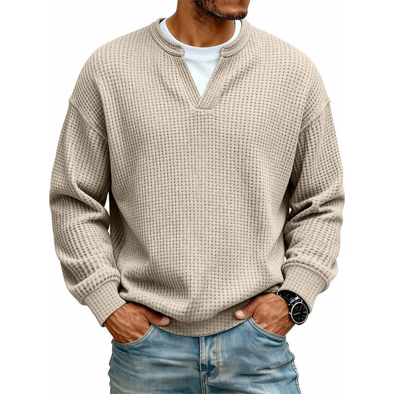 UrbanWaffle – Men’s Textured Mock-Layer Casual Top