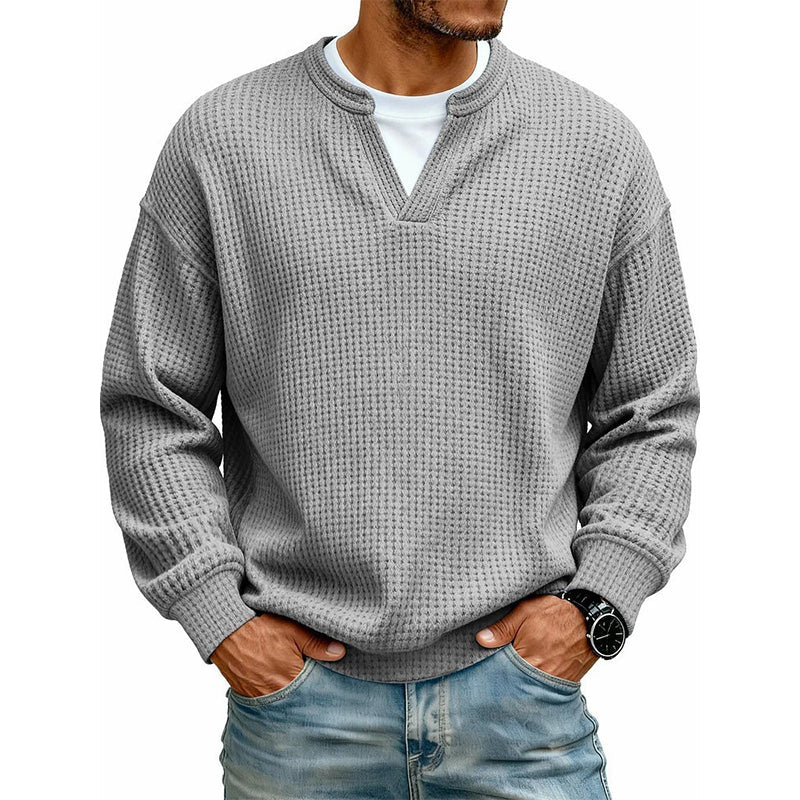 UrbanWaffle – Men’s Textured Mock-Layer Casual Top