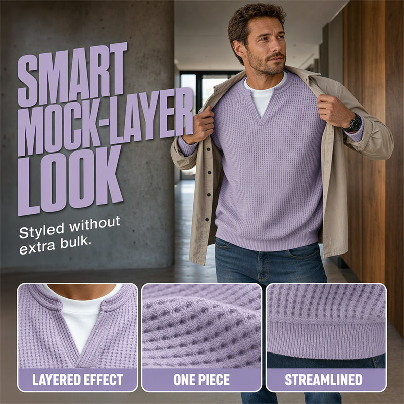 UrbanWaffle – Men’s Textured Mock-Layer Casual Top