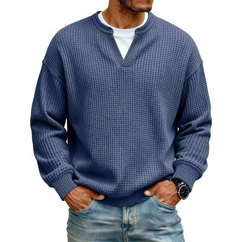 UrbanWaffle – Men’s Textured Mock-Layer Casual Top