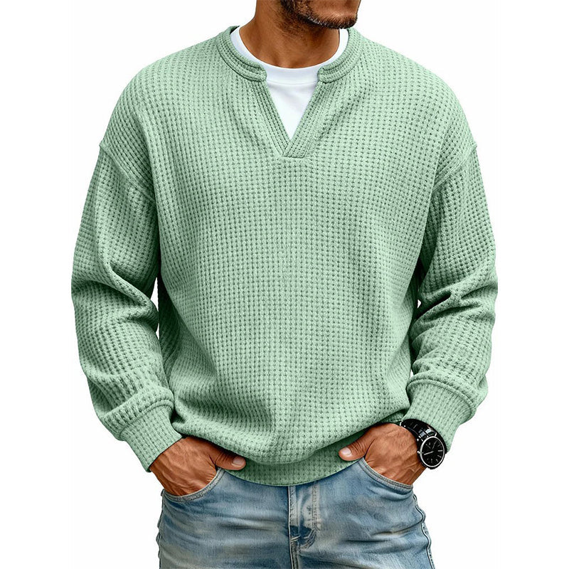 UrbanWaffle – Men’s Textured Mock-Layer Casual Top