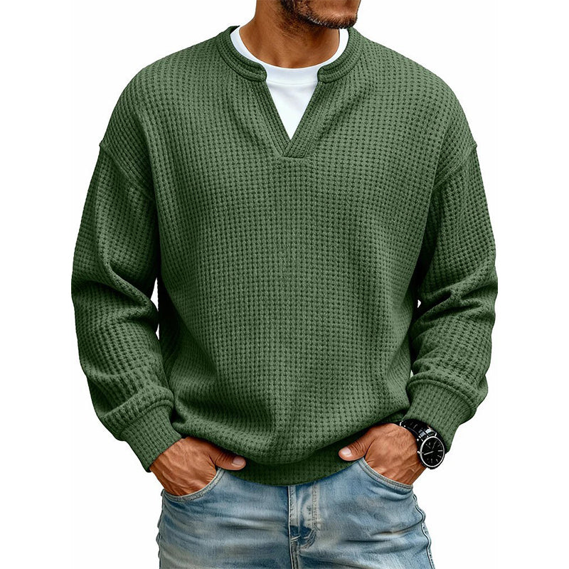 UrbanWaffle – Men’s Textured Mock-Layer Casual Top