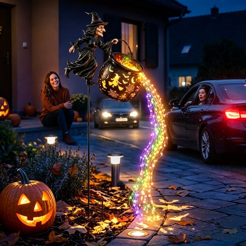 WitchFlare – Illuminated Halloween Cauldron Garden Decor