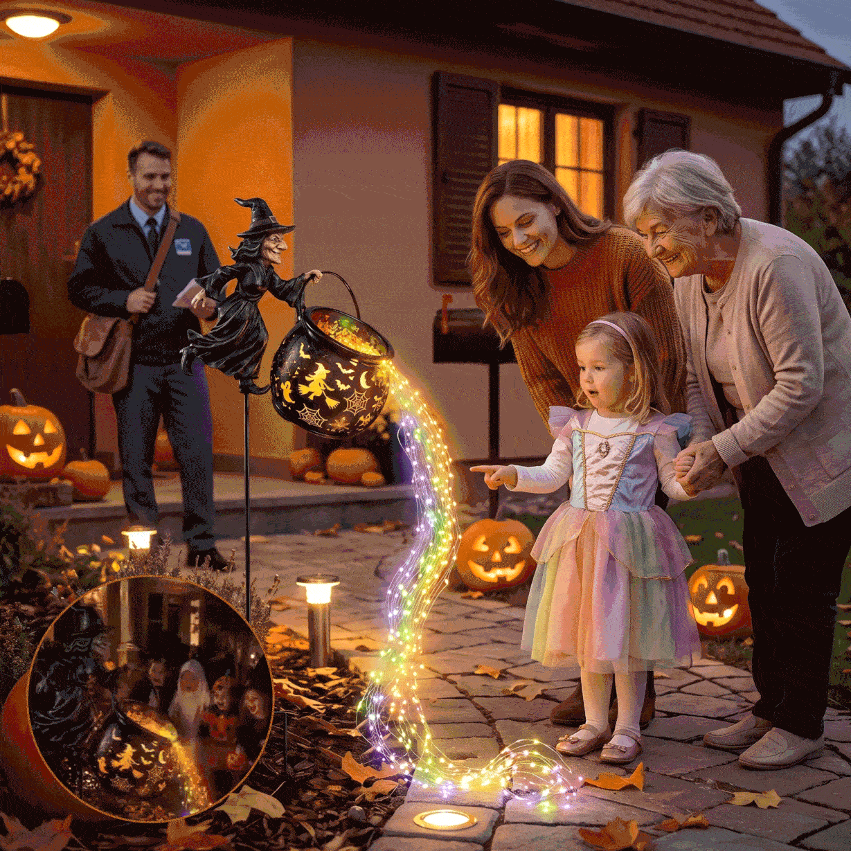 WitchFlare – Illuminated Halloween Cauldron Garden Decor